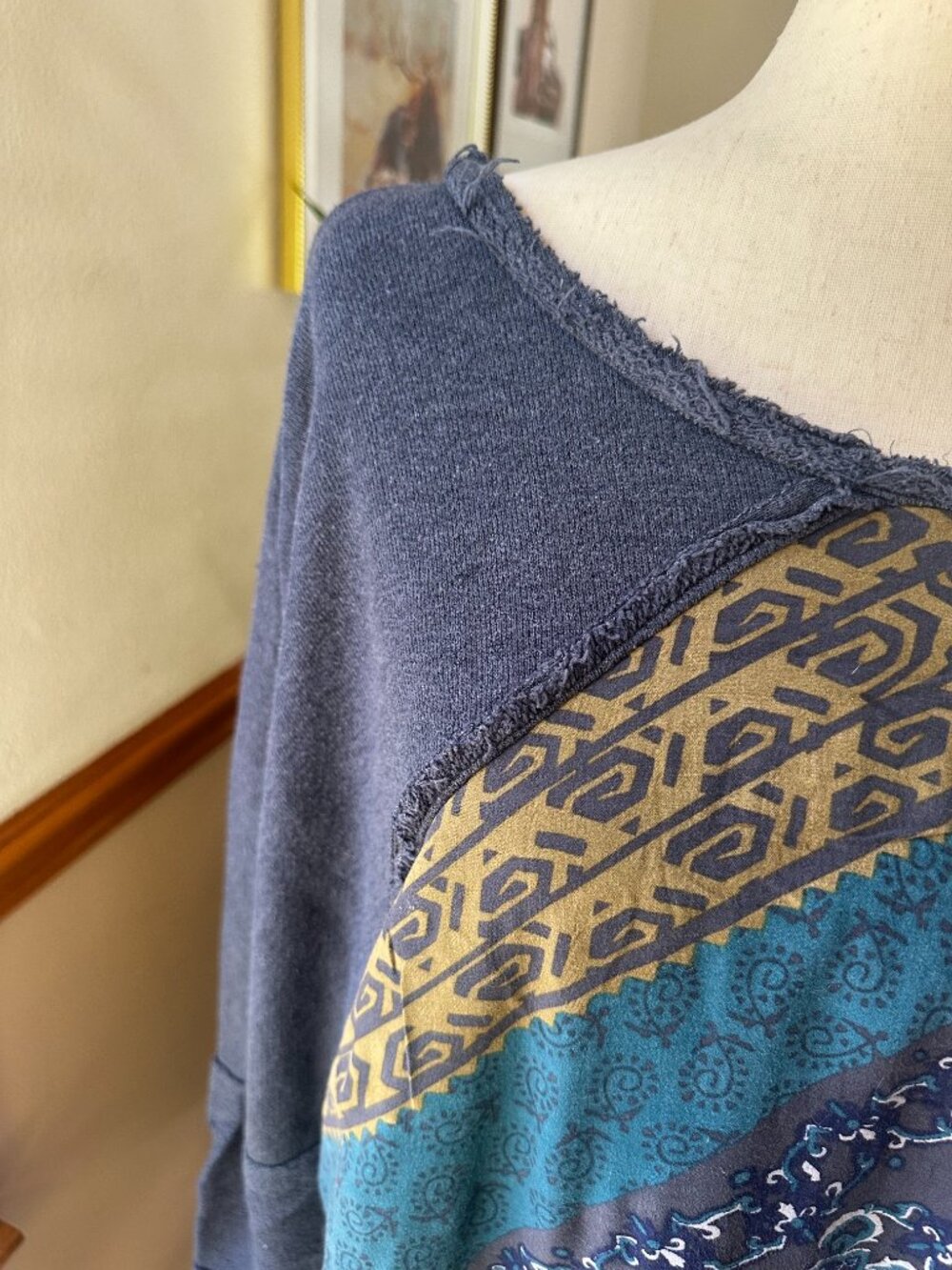 Free People Asymmetrical Raw Hem Oversized Pullover, Large - Picture 2 of 11